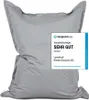 A large, light gray beanbag chair, possibly for outdoor use, with a review badge superimposed. Náhled obrázku produktu