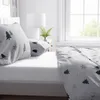 Kuschelige Fleece Bettwäsche 135x200 cm Winter Weiß Grün Produktbild-Vorschau 3