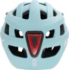 The back view of a light blue bicycle helmet with a red LED light. Anteprima dell’immagine prodotto