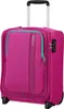 A close-up studio shot of a pink American Tourister trolley suitcase. Produktbild-Vorschau