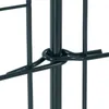 A close-up view of a dark gray metal fence post with a wire clip securing a fence panel to it. Produktbild-Vorschau