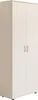 A white two-door cabinet with silver handles. Voir les images du produit