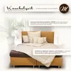 A bed with pillows and a duvet, set in a room with a plant and window. Produktbild-Vorschau