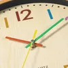 A close-up view of a clock face with colorful hands and numbers. Produktbild-Vorschau