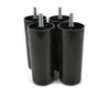 A group of black plastic furniture legs with metal threaded bolts on a white background. Voir les images du produit