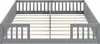 A grey wooden bed frame with a slatted base, divided into two sections. Produktbild-Vorschau
