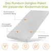 A white mattress with feature callouts. Produktbild-Vorschau