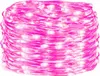 A coiled string of pink LED lights on a white background. Voir les images du produit