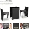 A black rattan furniture set with cushions, shown with close-up details and descriptive text. Náhled obrázku produktu