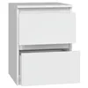 A white two-drawer nightstand is shown against a white background. Voir les images du produit