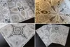 A collage of four images showing different mosaic tile stickers with intricate patterns in shades of gray, white, and tan. Produktbild-Vorschau