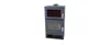 A dark gray wood-burning stove with a glass door on a white background. Anteprima dell’immagine prodotto