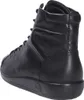 A black leather high-top sneaker shown from a rear-side angle. Produktbild-Vorschau