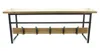 A wooden and black metal bench with hooks. Produktbild-Vorschau