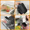 A collage of four images showing different uses and aspects of an air fryer accessory set. Voir les images du produit