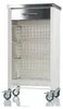 A white kitchen cart with a stainless steel top and drawer, three wire baskets, and a bottle holder. Anteprima dell’immagine prodotto