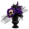 Gothic Blumenvase mit Violett-Schwarzen Rosen und Totenkopf Produktbild-Vorschau 1