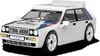 A white model car with racing stripes. Produktbild-Vorschau