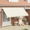 vidaXL ručne ovládaná výsuvná markíza 400 cm krémovo biela Náhľad obrázku produktu 1