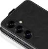 Close-up view of the rear camera module and textured back of a black phone case. Produktbild-Vorschau