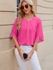ASKSA Damen Bluse 3/4 aermel Plissee Rundhals Chiffon Produktbild-Vorschau 5