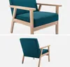 Poltrona scandinava in legno e tessuto, Blu smeraldo Anteprima dell’immagine prodotto 3