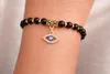 Perlenarmband Damen 8mm Schwarz mit Bösem Auge Charm Gold, Produktbild-Vorschau 2