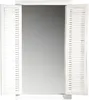 A mirror with shutter-style side panels.