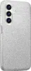 A silver glitter phone case is shown from the back. Produktbild-Vorschau