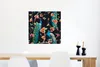 MuchoWow® Poster Muster - Pfau - Blüte - Schwarz 50x50 cm - Produktbild-Vorschau 5