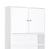 A white cabinet with two doors and silver handles, part of a larger shelving unit. Náhled obrázku produktu