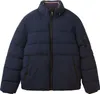 A studio shot of a navy blue puffer jacket. Produktbild-Vorschau