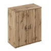 A wooden cabinet with two doors and silver handles, isolated on a white background. Náhled obrázku produktu
