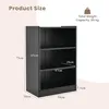 A diagram showing the dimensions of a black bookshelf. Náhled obrázku produktu