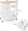 A kitchen cart with dimensions and a separate storage bin shown with dimensions. Náhľad obrázku produktu