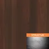 A close-up of a dark wood grain texture with an overlay indicating 'STRUKTUR' and a smaller inset image showing a textured surface. Produktbild-Vorschau