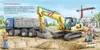 Construction site with an excavator, dump truck, and workers. Produktbild-Vorschau