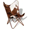 Fauteuil Butterfly brun et blanc Véritable peau de vache Voir les images du produit 5