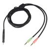 A black gaming headphone cable with a single 3.5mm jack splitting into two 3.5mm jacks (one green, one pink). Náhled obrázku produktu