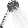 A chrome and gray shower head with water spraying from it, isolated on a white background. Anteprima dell’immagine prodotto