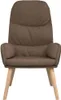 A front view of a taupe fabric recliner chair with wooden legs, isolated on a white background. Náhľad obrázku produktu