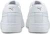 The back view of a pair of white Puma sneakers with gold Puma logos on the heel. Produktbild-Vorschau