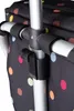 A close-up view of a shopping trolley's handle and fabric with a polka dot pattern. Voir les images du produit