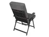The back view of a gray folding chair with black fabric and metal frame, shown against a white background. Náhľad obrázku produktu