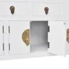A close-up view of a white sideboard with open cabinet doors, revealing brass hardware. Anteprima dell’immagine prodotto