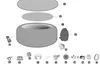 An exploded diagram showing the parts of a Bestway LAY-Z-SPA AirJet hot tub. Produktbild-Vorschau