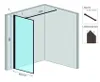 Diagram showing dimensions and components of a shower enclosure. Anteprima dell’immagine prodotto