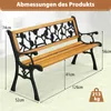 A garden bench with dimensions indicated by measurement lines and text. Produktbild-Vorschau