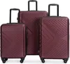 Three burgundy suitcases of varying sizes are arranged side-by-side on a white background. Náhľad obrázku produktu