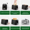 A collage of six images showing the steps to use a toaster. Produktbild-Vorschau